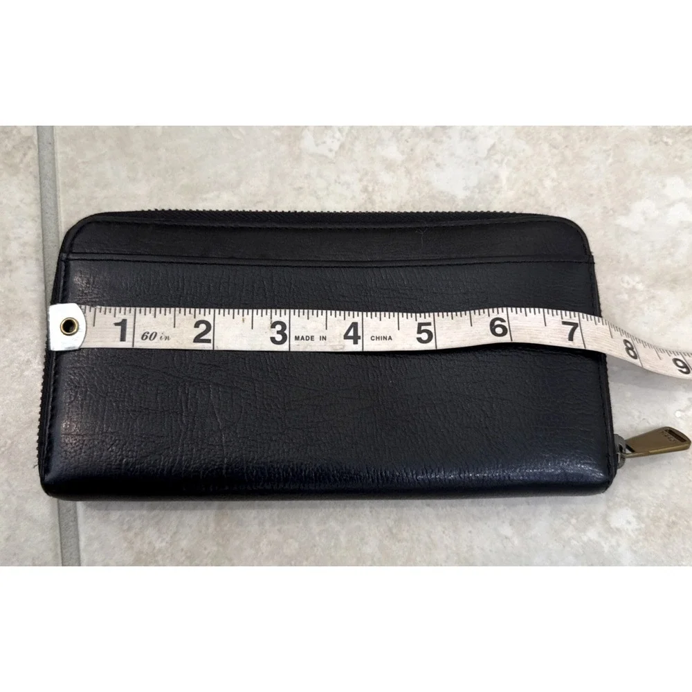 Fossil Black Zip-Around Leather Wallet